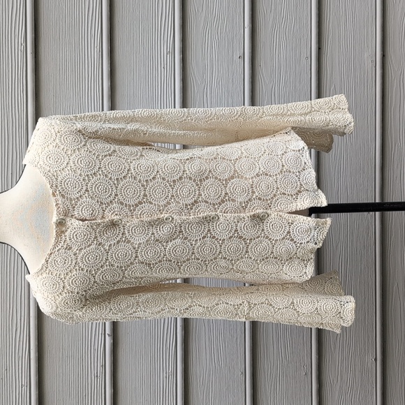 Solitaire Embroided Cream Bell Sleeve Blouse | Embroidered Long Sleeve Top - Picture 5 of 12